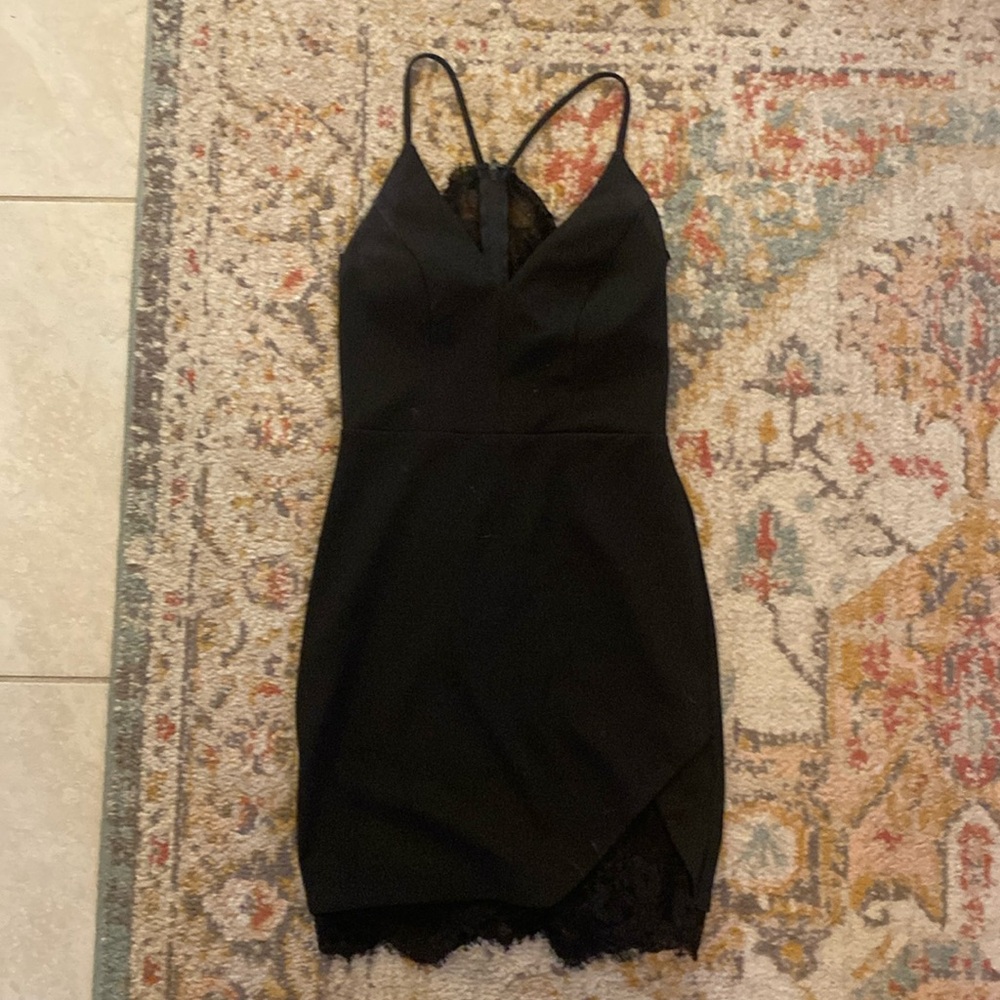 Black, lacy, mini dress